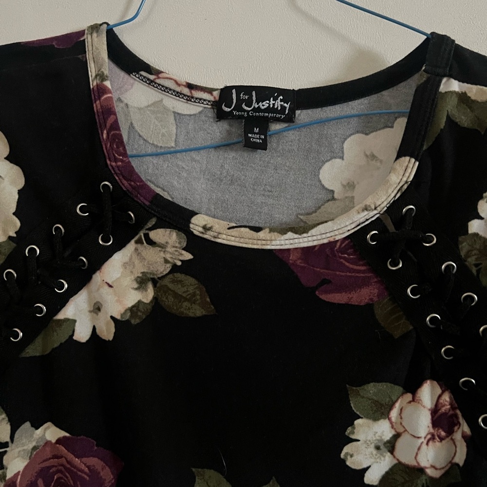 Floral Lace-Up Top